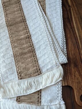 SALE 3 ITEMS FOR 20$ Cream and Brown 100% Cotton Table Runner216 Inches